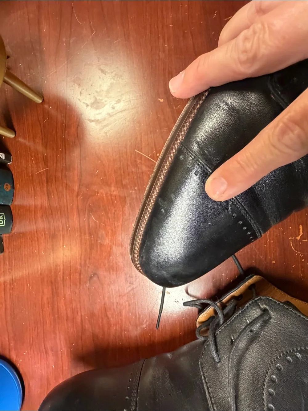 Johnston & Murphy Sanborn Black Leather & Suede Cap-Toe Derbys